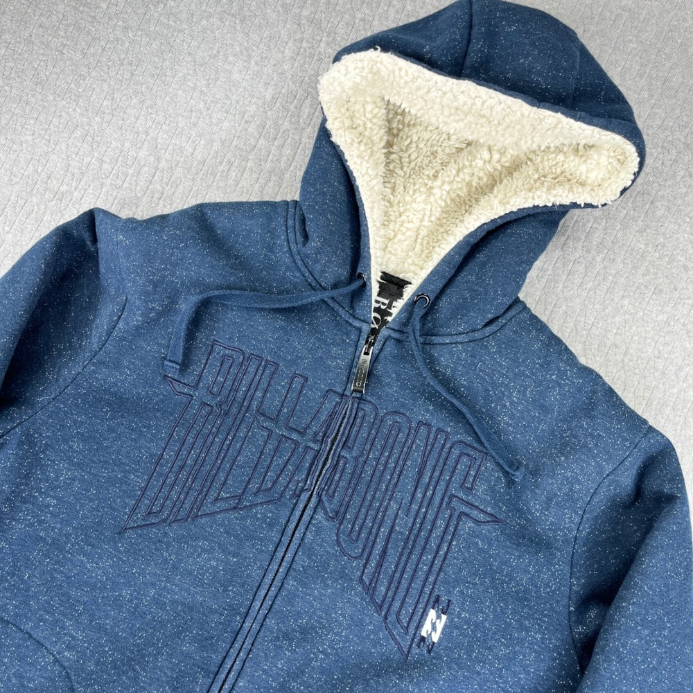 Billabong Hoodie Mens Large Blue Sherpa‎ Lined Full Zip Speckled M660QBRO